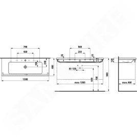 Laufen Living - Lavabo à poser 1300x480 mm, avec 1 trou de robinet, blanc H8164360001041