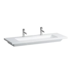 Laufen Living - Double-lavabo à poser, 1300 x 480 mm, 2 trous pour robinetterie, s LCC, blanc H8164364001151