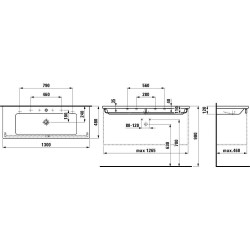 Laufen Living - Double-lavabo à poser, 1300 x 480 mm, 2 trous pour robinetterie, s LCC, blanc H8164364001151