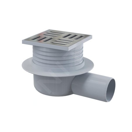 Alcadrain Douchegoten - Siphon de sol, côté 105x105 mm, diamètre 50 mm, arrêt des odeurs d'eau, acier inoxydable/plastique APV26