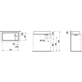 Laufen Kartell - Lavabo 750x350 mm, SaphirKeramik, avec LCC, blanc H8123324001121