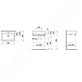 Laufen Living - Lavabo de meuble 600x460 mm, sans trou de robinet, blanc H8174330001091