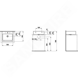 Laufen Living - Lavabo à poser 500x460 mm, avec 1 trou pour robinetterie, blanc H8174320001041