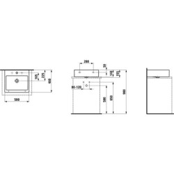 Laufen Living - Lavabo à poser 500x460 mm, sans trou pour robinetterie, blanc H8174320001091