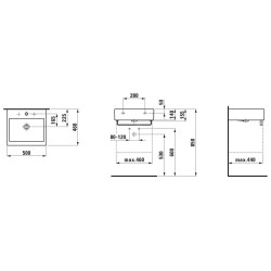 Laufen Living - Lavabo, 500x460 mm, 3 trous pour robinetterie, blanc H8174310001081