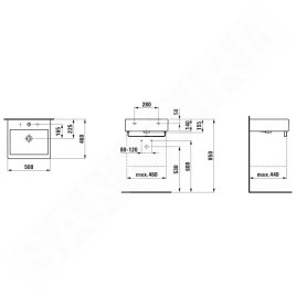 Laufen Living - Lavabo 500x460 mm, avec 1 trou pour robinetterie, blanc H8174310001041