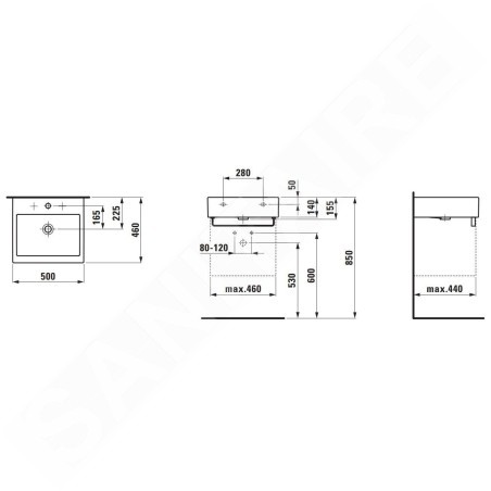 Laufen Living - Lavabo 500x460 mm, avec 1 trou pour robinetterie, blanc H8174310001041
