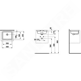 Laufen Living - Lavabo à encastrer, 350x280 mm, sans trou pour robinetterie, blanc H8124320001551