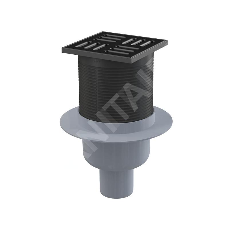 Alcadrain Douchegoten - Siphon de sol, droit 105x105 mm, diamètre 50 mm, combiné avec un obturateur d'odeurs SMART, acier