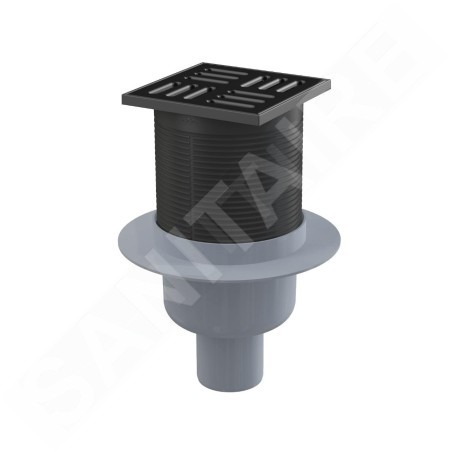 Alcadrain Douchegoten - Siphon de sol, droit 105x105 mm, diamètre 50 mm, combiné avec un obturateur d'odeurs SMART, acier