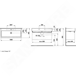 Laufen Living - Lavabo pour meuble 1000x460 mm, sans trou de robinet, blanc H8184370001091