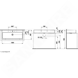 Laufen Living - Double-lavabo à poser 1000x460 mm, 2 trous pour robinetterie, blanc H8184380001071