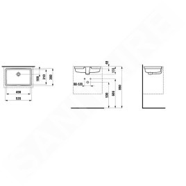 Laufen Living - Lavabo à encastrer, 550x360 mm, sans trou pour robinetterie, blanc H8124310001091