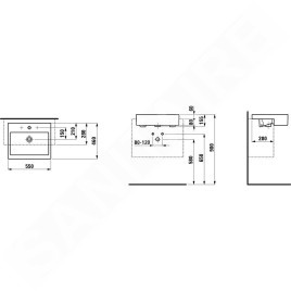 Laufen Living - Lavabo à encastrer 550x460 mm, avec 3 trous pour robinetterie, blanc H8134320001081