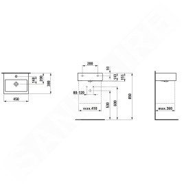 Laufen Living - Lave-mains 450x380 mm, sans trou pour robinetterie, blanc H8154320001091