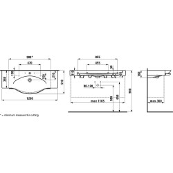 Laufen Palace - Lavabo à poser 1200x510 mm, 1 trou pour robinetterie, porte serviette, blanc H8127040001041