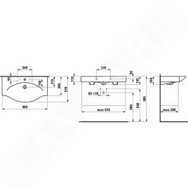Laufen Palace - Lavabo à poser 900x510 mm, 1 trou pour robinetterie, blanc H8117020001041