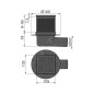 Alcadrain Douchegoten - Siphon de sol latéral 105x105 mm, diamètre 50 mm, combiné avec un obturateur d'odeurs SMART, acier