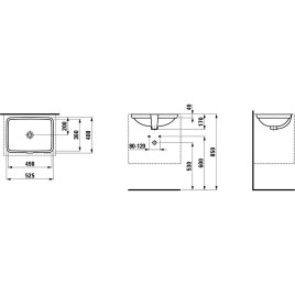 Laufen Pro A - Lavabo à encastrer, 490x360 mm, sans trou pour robinetterie, blanc H8119610001091