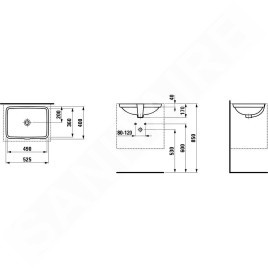 Laufen Pro A - Lavabo à encastrer, 490x360 mm, sans trou pour robinetterie, avec LCC, blanc H8119614001091