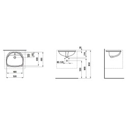 Laufen Bijou - Lavabo à encastrer, 520x455 mm, 1 trou pour robinetterie, blanc H8112300000001