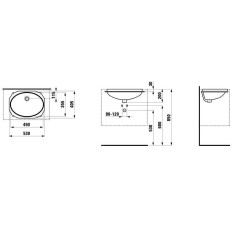 Laufen Birova - Lavabo à encastrer 530x405 mm, avec trop-plein, blanc H8111910000001