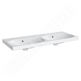Geberit Acanto - Double lavabo, 1200x482 mm, sans trou, avec trop-plein, avec KeraTect, blanc 500.628.01.8