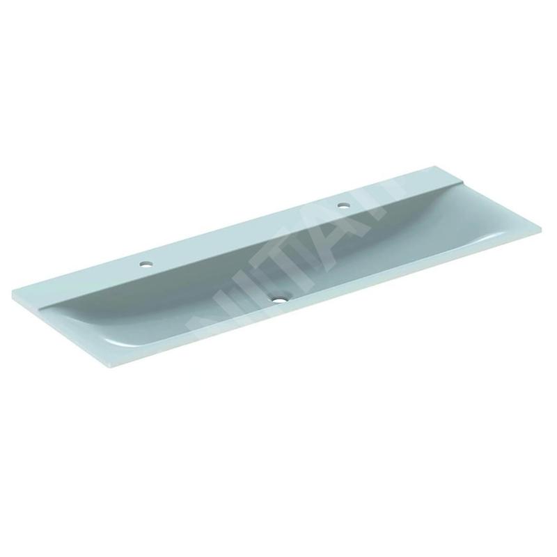 Geberit Xeno 2 - Double lavabo, 1400x480 mm, 2 trous pour robinetterie, sans trop-plein, blanc alpin 500.277.00.1