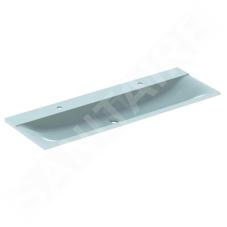 Geberit Xeno 2 - Double lavabo, 1400x480 mm, 2 trous pour robinetterie, sans trop-plein, blanc alpin 500.277.00.1