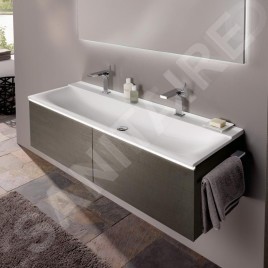 Geberit Xeno 2 - Double lavabo, 1400x480 mm, 2 trous pour robinetterie, sans trop-plein, blanc alpin 500.277.00.1