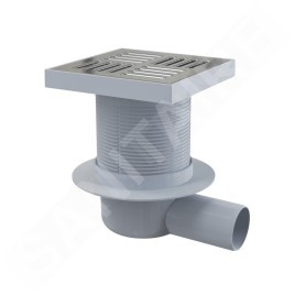 Alcadrain Douchegoten - Siphon de sol latéral 150x150 mm, diamètre 50 mm, arrêt des odeurs d'eau, acier inoxydable/plastique