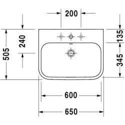 Duravit Happy D.2 - Meuble-lavabo 650x505 mm, avec un trou pour robinetterie, avec WonderGliss, blanc alpin 23186500271