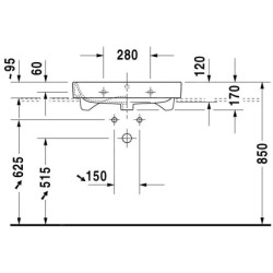 Duravit Happy D.2 - Meuble-lavabo 650x505 mm, avec un trou pour robinetterie, avec WonderGliss, blanc alpin 23186500271