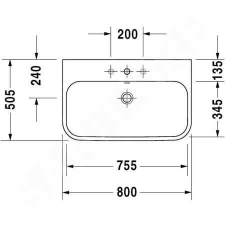 Duravit Happy D.2 - Meuble-lavabo 800x505 mm, avec un trou pour robinetterie, blanc alpin 2318800027