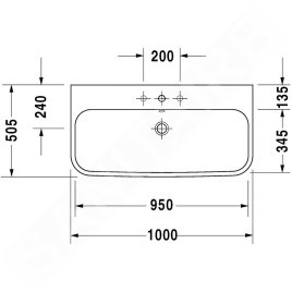 Duravit Happy D.2 - Lavabo 1000x505 mm, un trou pour robinetterie, blanc 2318100027