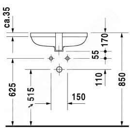Duravit Happy D.2 - Vasque à encastrer, 480x345 mm, sans trou pour robinetterie, blanc alpin 0457480000