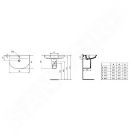 Ideal Standard Connect Air - Lavabo Arc, 550x460 mm, avec Ideal Plus, blanc E0698MA
