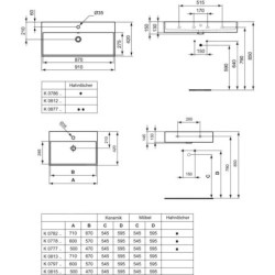 Ideal Standard Strada - Lavabo 600x420x145 mm, avec déversoir, ouverture pour mitigeur, avec Ideal Plus, blanc K0778MA