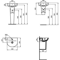 Ideal Standard Connect Air - Lave-mains, 400x350 mm, avec Ideal Plus, blanc E0701MA
