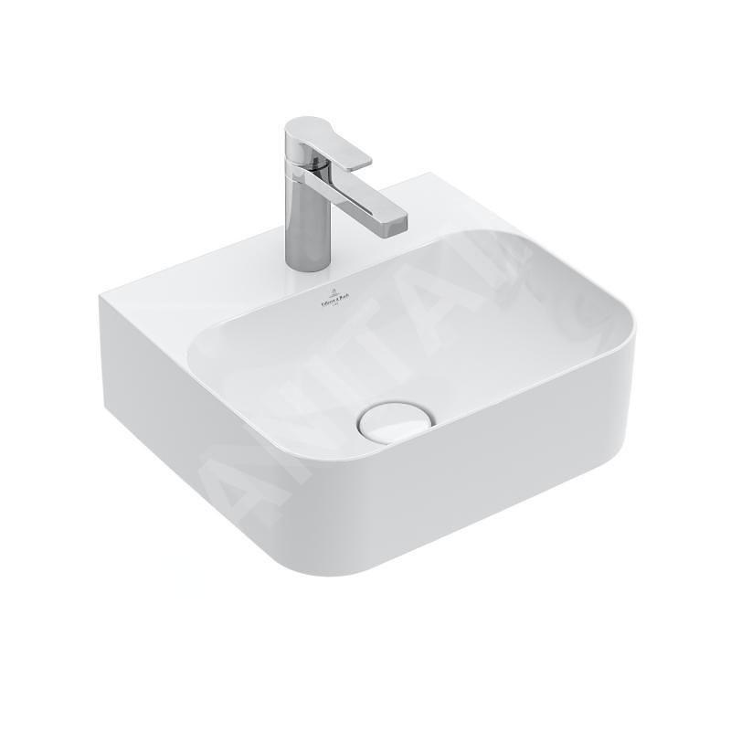 Villeroy & Boch Finion - Lave-mains avec trop-plein dissimulé, 430x390 mm, avec CeramicPlus, blanc alpin 43644CR1