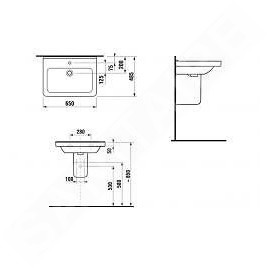 Jika Cubito - Lavabo, 650x485mm mm, sans trou pour robinetterie, blanc H8104240001091