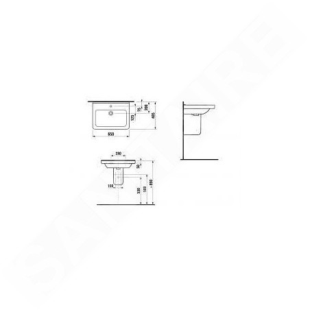 Jika Cubito - Lavabo, 650x485mm mm, sans trou pour robinetterie, blanc H8104240001091