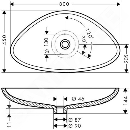 Axor Massaud - Vasque 800 mm, blanc alpin 42300000