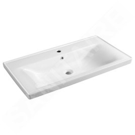Aqualine Sava - Meuble lavabo 90x46 cm, avec trop-plein, trou pour robinet, blanc 2090