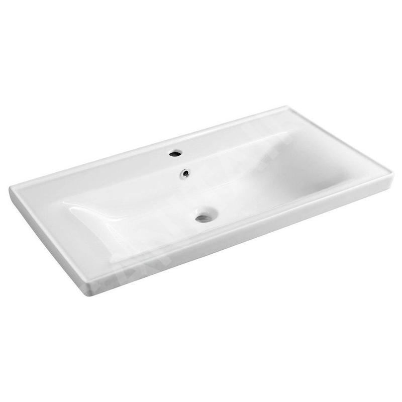 Aqualine Sava - Meuble lavabo 90x46 cm, avec trop-plein, trou pour robinet, blanc 2090 Aqualine Sava - Meuble lavabo 90x46 cm, avec trop-plein, trou pour robinet, blanc 2090