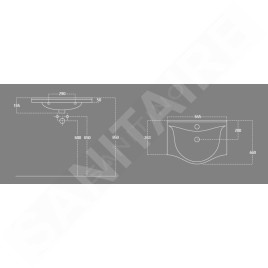Aqualine Zara - Meuble lavabo 645x460 mm, avec trop-plein, trou pour robinet, blanc 10065