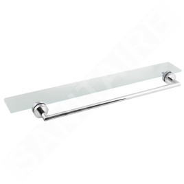 Sapho X-SQUARE - Étagère avec porte-serviettes, longueur 800 mm, verre au lait/chrome XR458