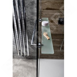 Sapho X-SQUARE - Étagère avec porte-serviettes, longueur 800 mm, verre au lait/chrome XR458