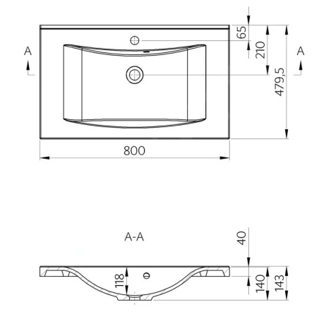 Sapho Lucia - Lavabo 800x480 mm, marbre coulé, blanc 50081