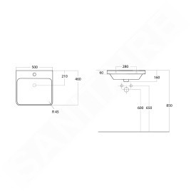 Sapho Thalie - Meuble-lavabo 500x460 mm, blanc TH11050